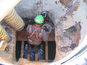 The same  manhole before rehabilitation.