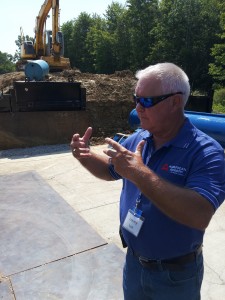 Jim Lee explains auger boring operations at a recent customer event.